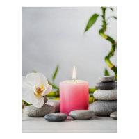 Pink Candle and Orchid - Zen Still Life Decor