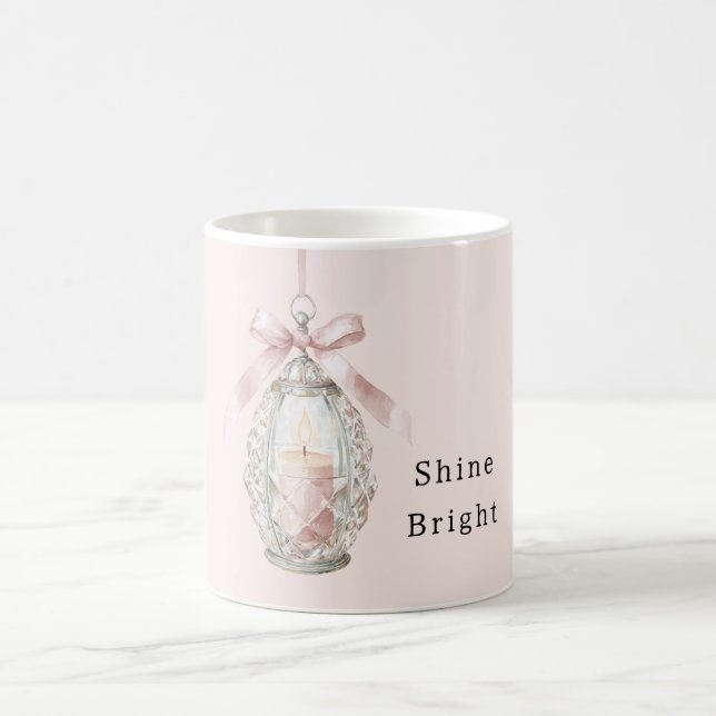 Pink Candle Bow Shine Bright Kaffeetasse (Mittel)