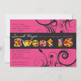 PINK CANDY 16 . Geburtstag Geburtstagsparty Einlad Einladung