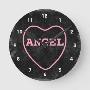 Pink Candy Angel Herzlich Willkommen im Valentiner Runde Wanduhr