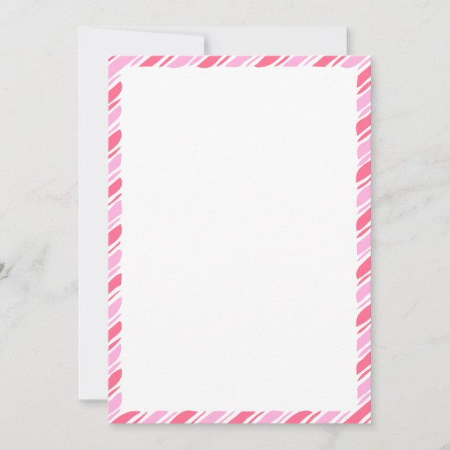 Pink Candy Cane Border Christmas Blank Custom Text Einladung (Vorderseite)