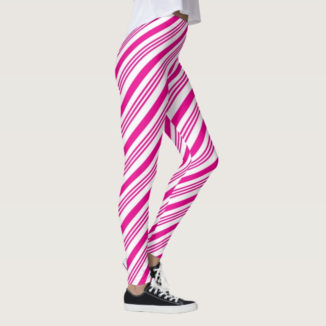 Pink Candy Cane Stripes Style1 Leggings (Rechts)