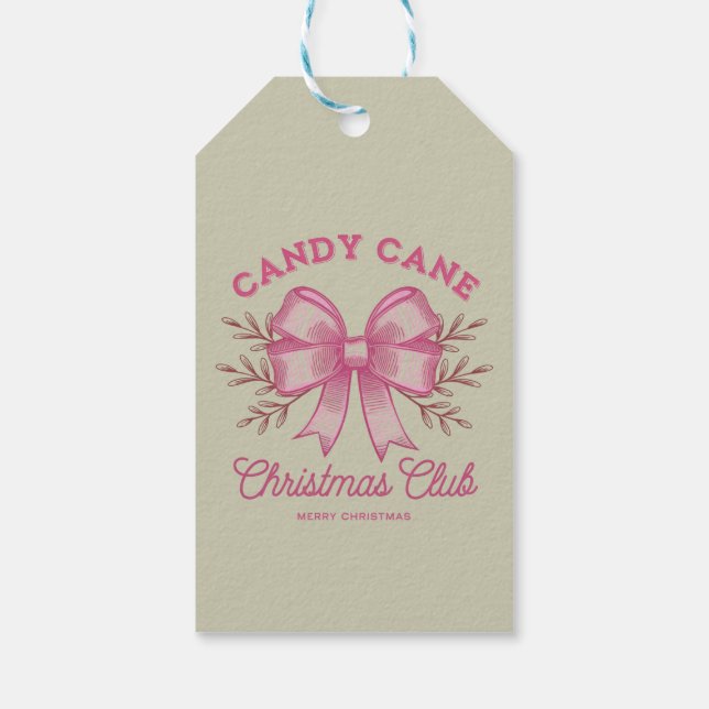 Pink Candy Cane Weihnachtsclub Weihnachten Saison Geschenkanhänger (Rückseite)