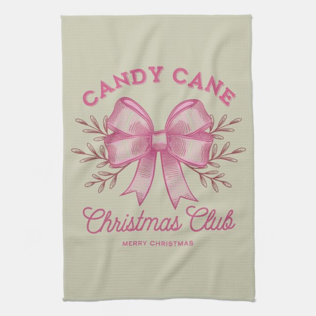 Pink Candy Cane Weihnachtsclub Weihnachten Saison Geschirrtuch (Vertikal)