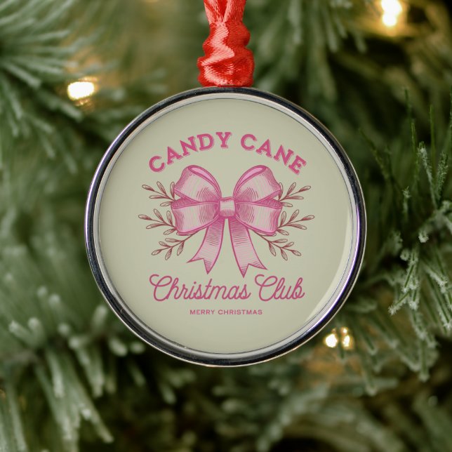 Pink Candy Cane Weihnachtsclub Weihnachten Saison Ornament Aus Metall (Baum)