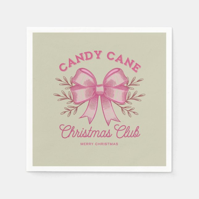 Pink Candy Cane Weihnachtsclub Weihnachten Saison Serviette (Vorderseite)