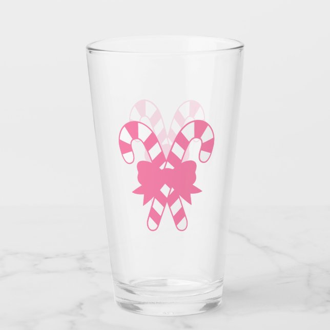 Pink Candy Canes mit Bow Glas (Vorderseite)