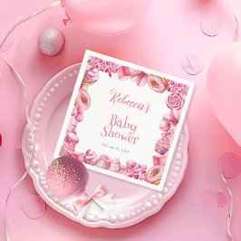 Pink Candy Frame Girl Baby Shower Serviette