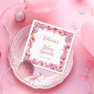 Pink Candy Frame Girl Babydusche Serviette