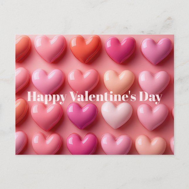 Pink Candy Hearts Valentine`s Day Card  Postkarte (Vorderseite)