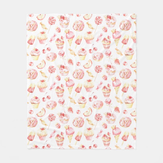 Pink Candy Pattern Fleece Blanket (Vorderseite)