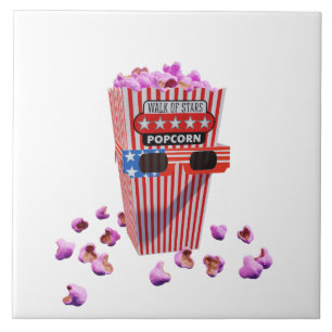 Pink Candy Popcorn and 3D Movie Glasses Fliese