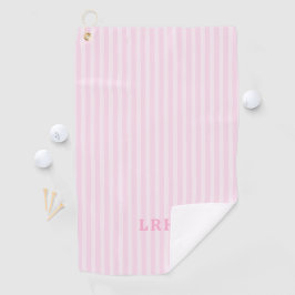 Pink Candy Stripe Design Tiny Initials Monogram Golfhandtuch