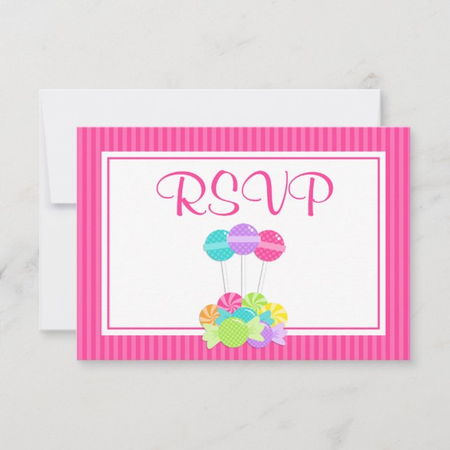 Pink Candy Stripes Bat Mitzvah UAWG RSVP Karte (Vorderseite)