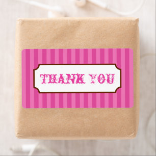 Pink Candy Stripes Danke Party Business Labels