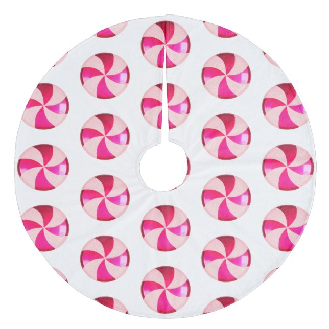 Pink Candy Weihnachtsbaumrock Fleece Weihnachtsbaumdecke (Vorderseite)