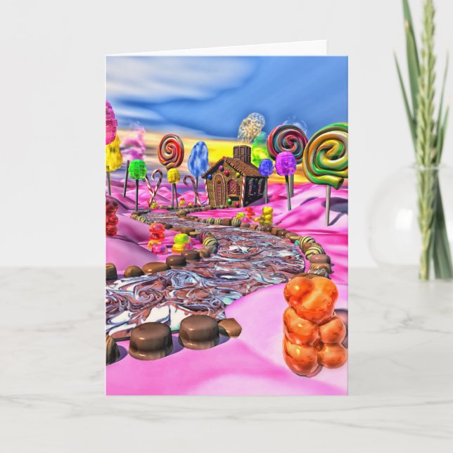 Pink Candyland Feiertagskarte (Vorderseite)