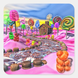 Pink Candyland Quadratischer Aufkleber