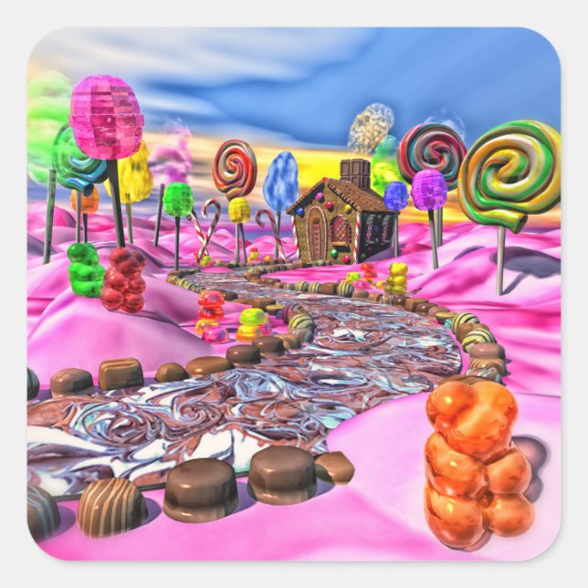 Pink Candyland Quadratischer Aufkleber (Vorderseite)