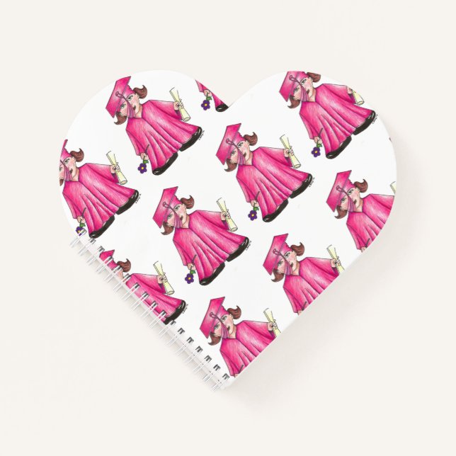 Pink Cap and Gown School Abschluss Girl Diploma Notizbuch (Vorderseite)