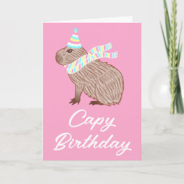 Pink Cape Birthday Funny Capybara Lover Card Karte