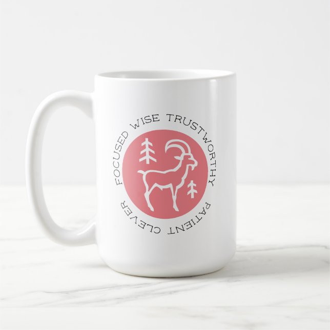 Pink Capricorn Zodiac Star Sign Persönlichkeit Kaffeetasse (Links)