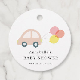 Pink Car Balloons White Girl Baby Dusche Geschenkanhänger