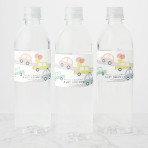 Pink Car Balloons White Girl Baby Dusche Wasserflaschenetikett