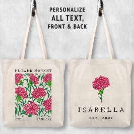 Pink Carnation Floral Januar Geburtsmarkt Blume Tragetasche