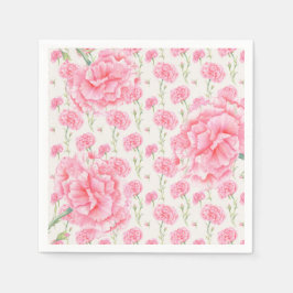 Pink Carnation Floral Polterabend Serviette