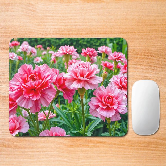 Pink Carnations Mouse Pad Mousepad (Mouse pad with pink carnations)