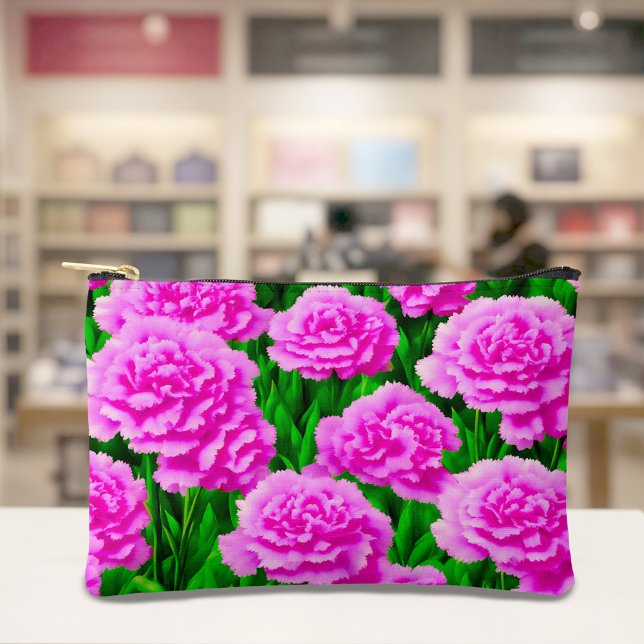 Pink Carnations Pouch Zubehörtasche (Pouch with pink carnations)