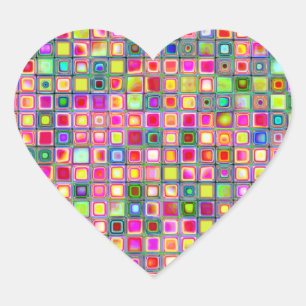 Pink 'Carnings' Texturierte Mosaikfliesen Muster Herz-Aufkleber