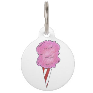 Pink Carnival Cotton Candy Spun Sugar Dog Tag Tiernamensmarke