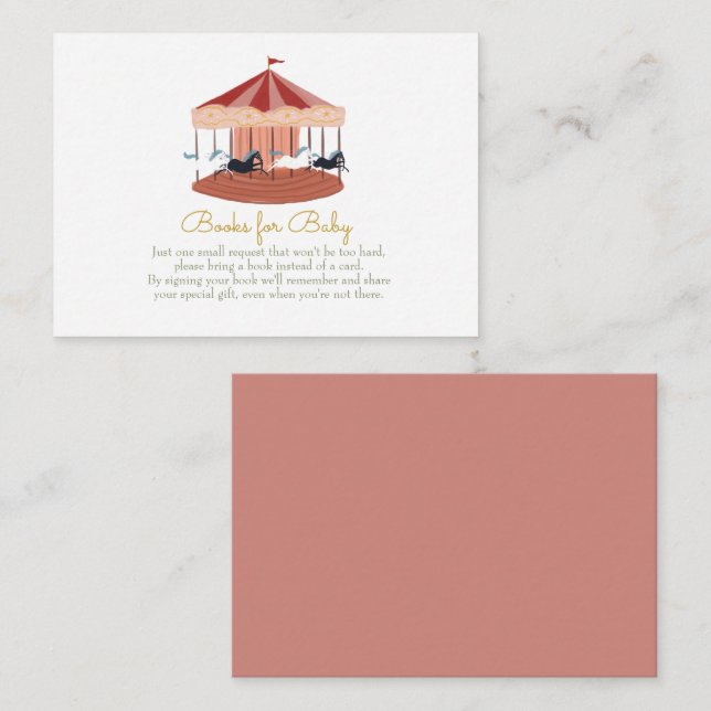 Pink Carousel Bücher für die Babyverpackungskarte Begleitkarte (Vorne/Hinten)