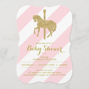 Pink Carousel Horse Baby Dusche Einladung