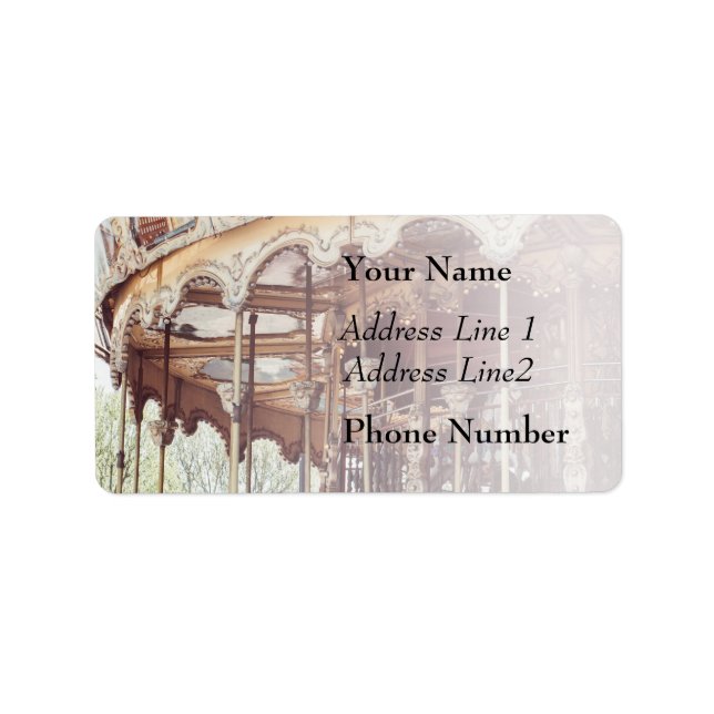 Pink Carousel in Paris, Frankreich, Trocadero Adressaufkleber (Vorne)