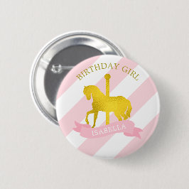 Pink Carousel Pferd "Birthday Girl" Button