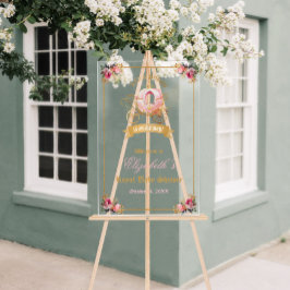 Pink Carriage Princess Baby Dusche Empfang Acrylschild