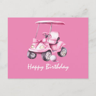Pink Cart mit viel Glück zum Geburtstag der Frau G Postkarte
