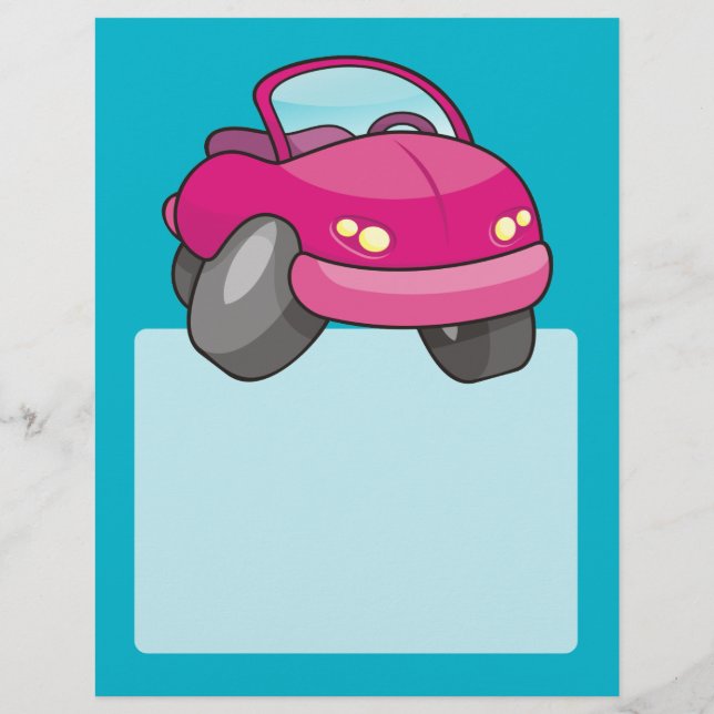 Pink Cartoon Car Flyer (Hinten)