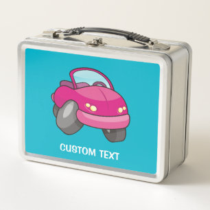 Pink Cartoon Car Metall Brotdose