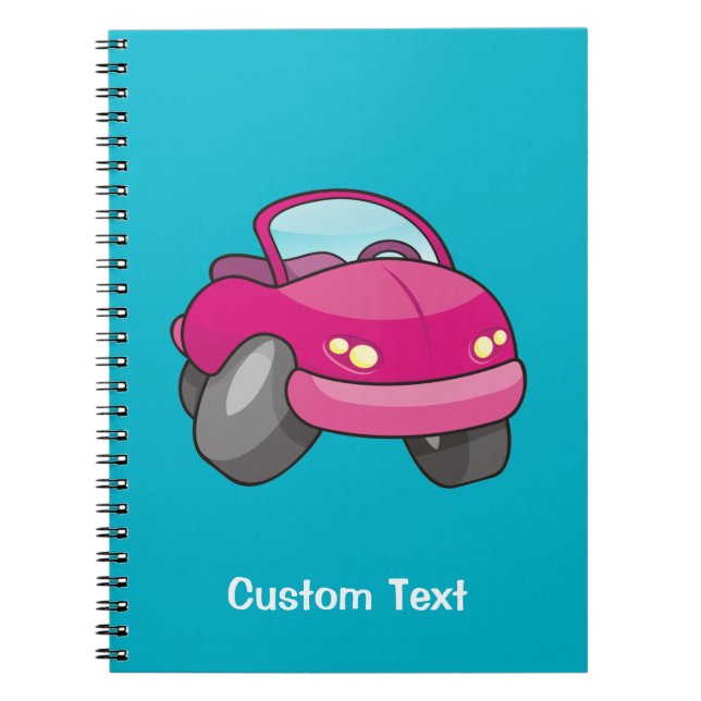 Pink Cartoon Car Notebook Notizblock (Vorderseite)