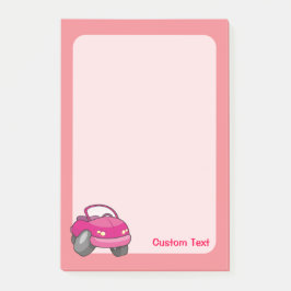 Pink Cartoon Car Post-it Klebezettel