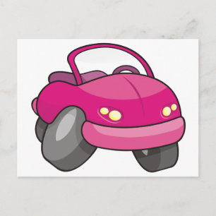 Pink Cartoon Car Postkarte