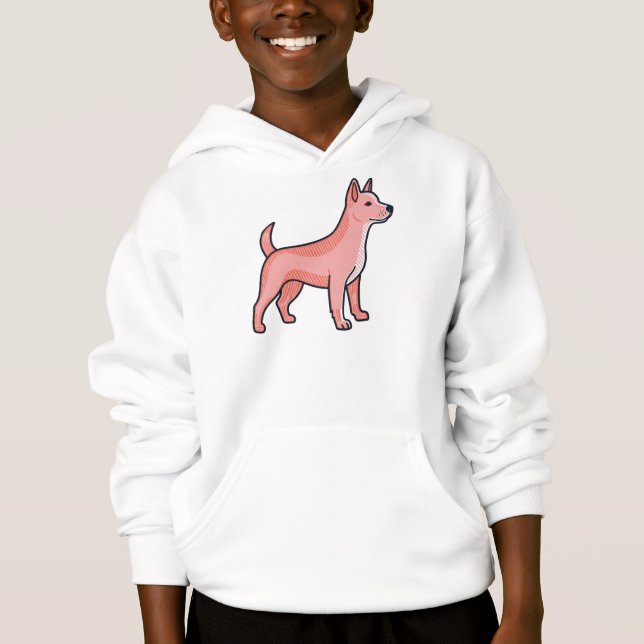 Pink Cartoon Dog Hoodie (Vorderseite)