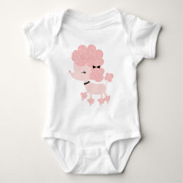 Pink Cartoon French Poodle Baby Strampler