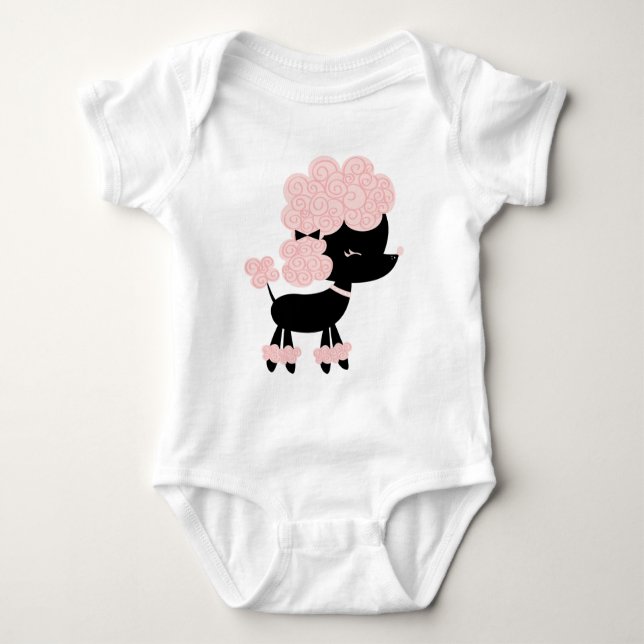 Pink Cartoon French Poodle Baby Strampler (Vorderseite)