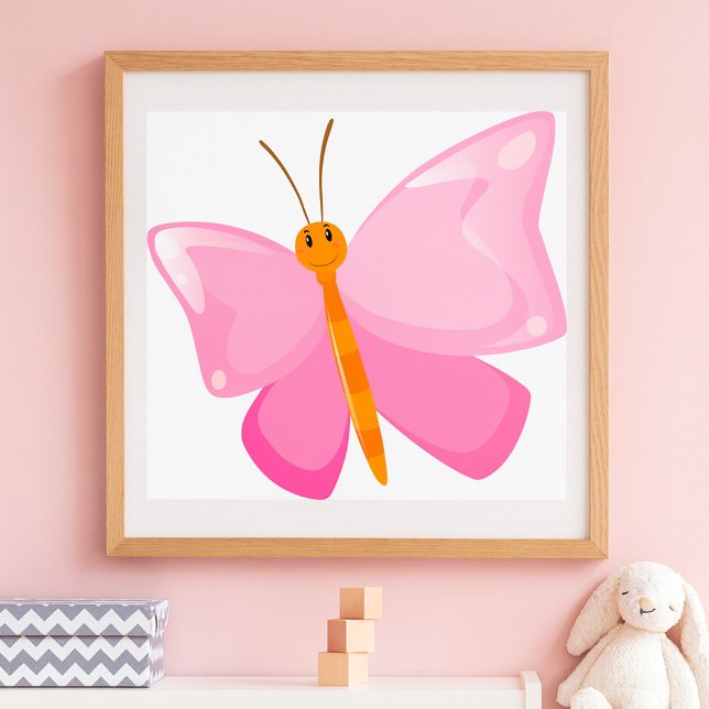 Pink-Cartoon-Schmetterling Poster (Von Creator hochgeladen)