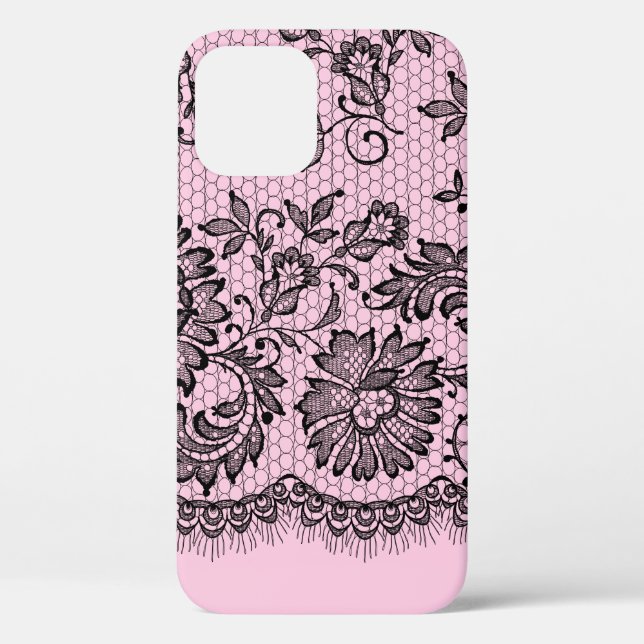 Pink Case-Mate-iPhone-Case mit schwarzer Spitze Case-Mate iPhone Hülle (Rückseite)
